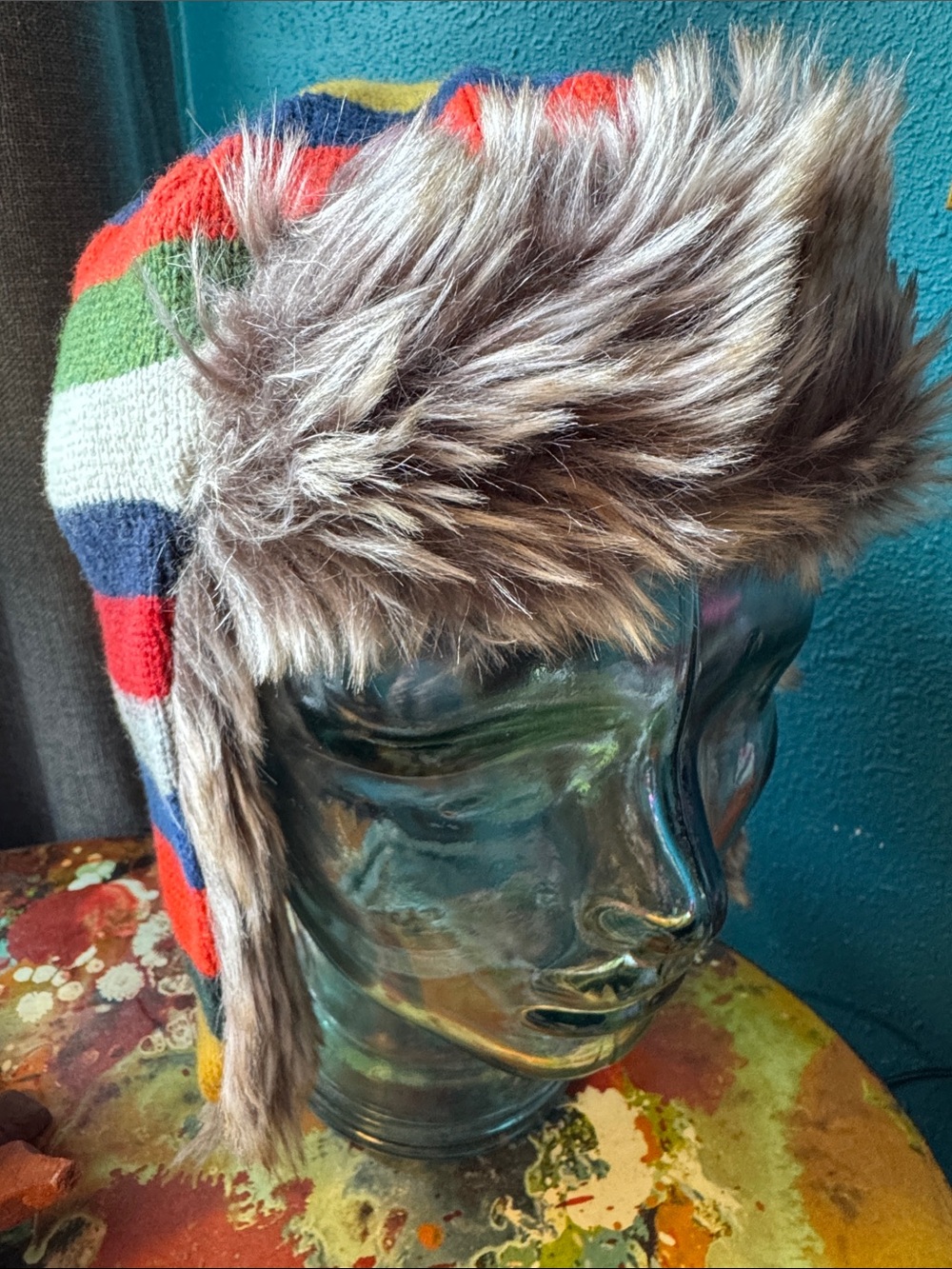 Nostalgic Stripes Faux Fur Trapper Hat